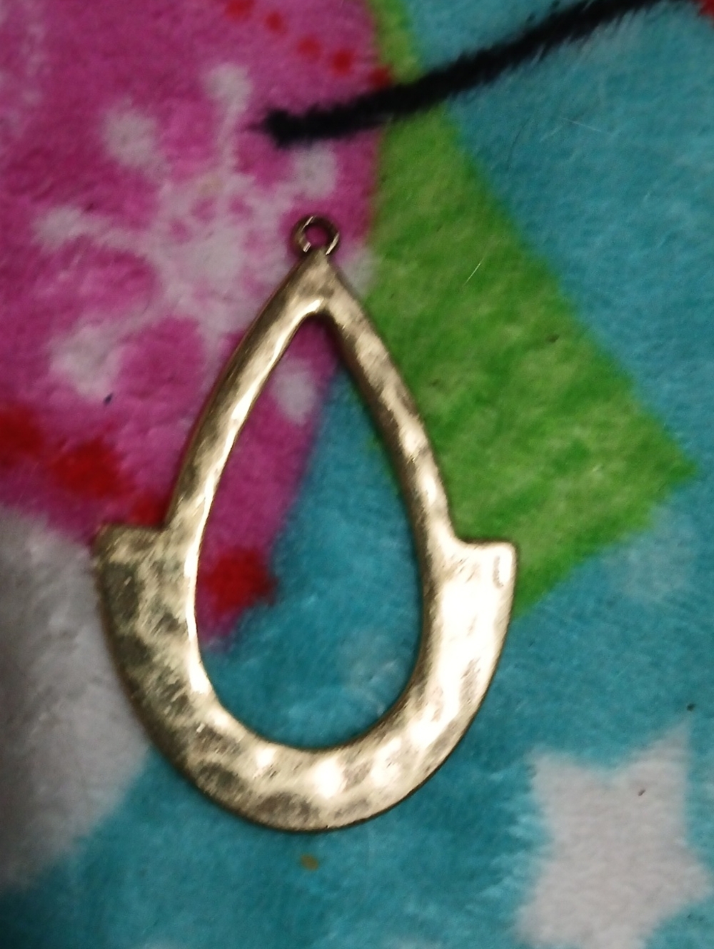 Pendant Large Gold Tone Tear Drop Necklace, Modernist Style Wear Either Side Out